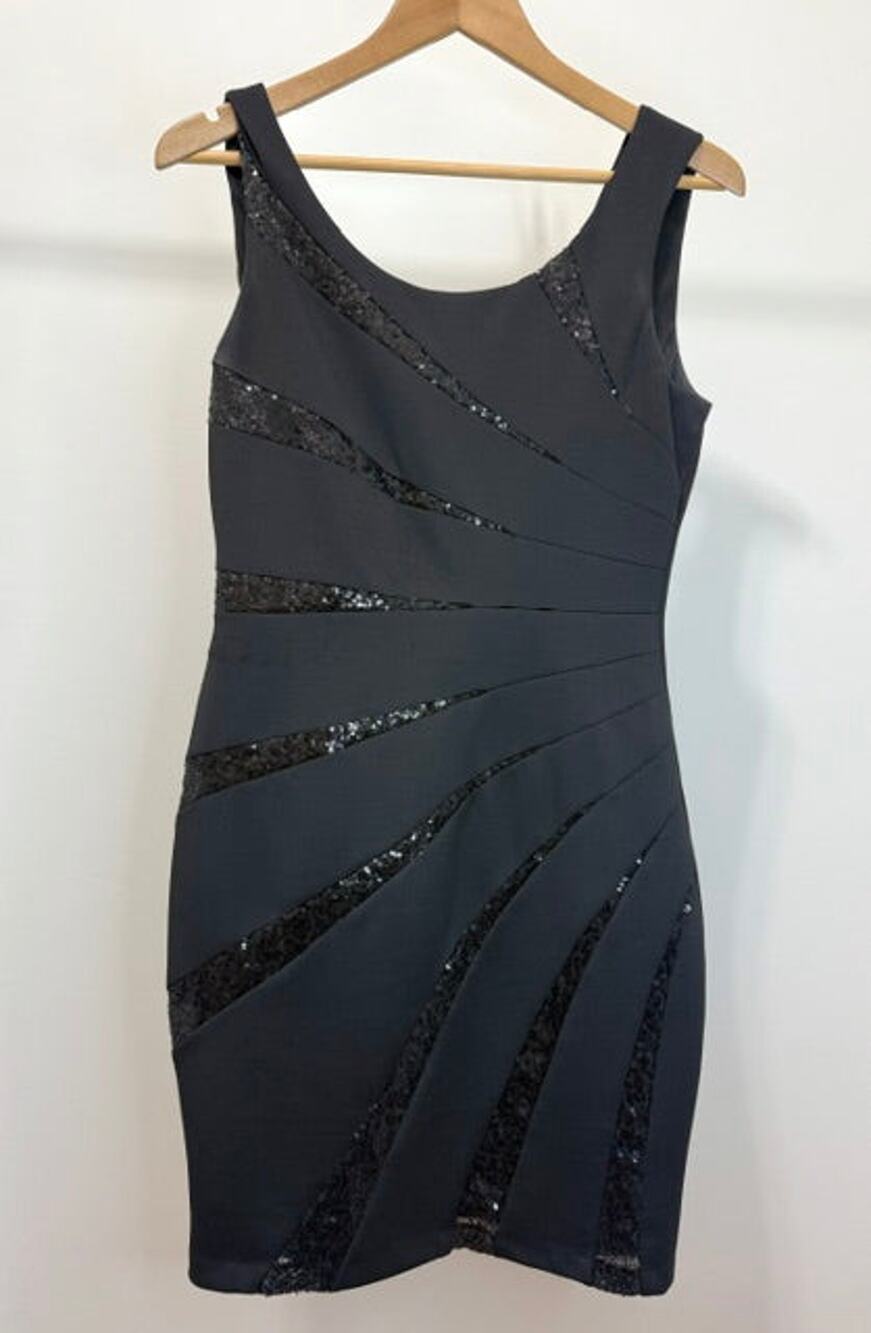 GUESS Black Sequin Panel Little Black Dress Sz10